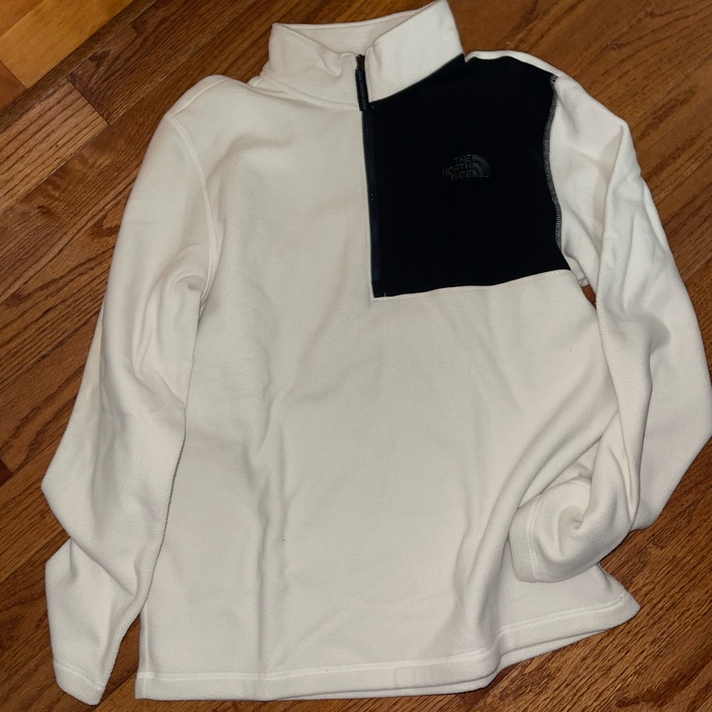 The north face quarter zip fleece sweater white/black size medium men’s